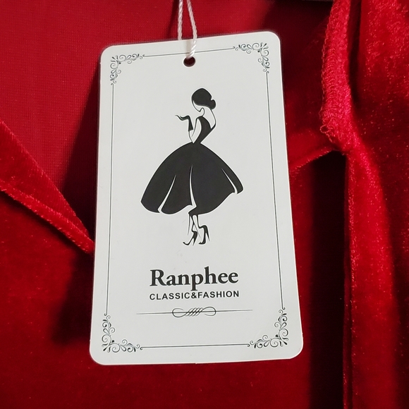 Ranphee Ruffle Sleeve Bow Tie Neck Velvet Dress - Picture 6 of 15